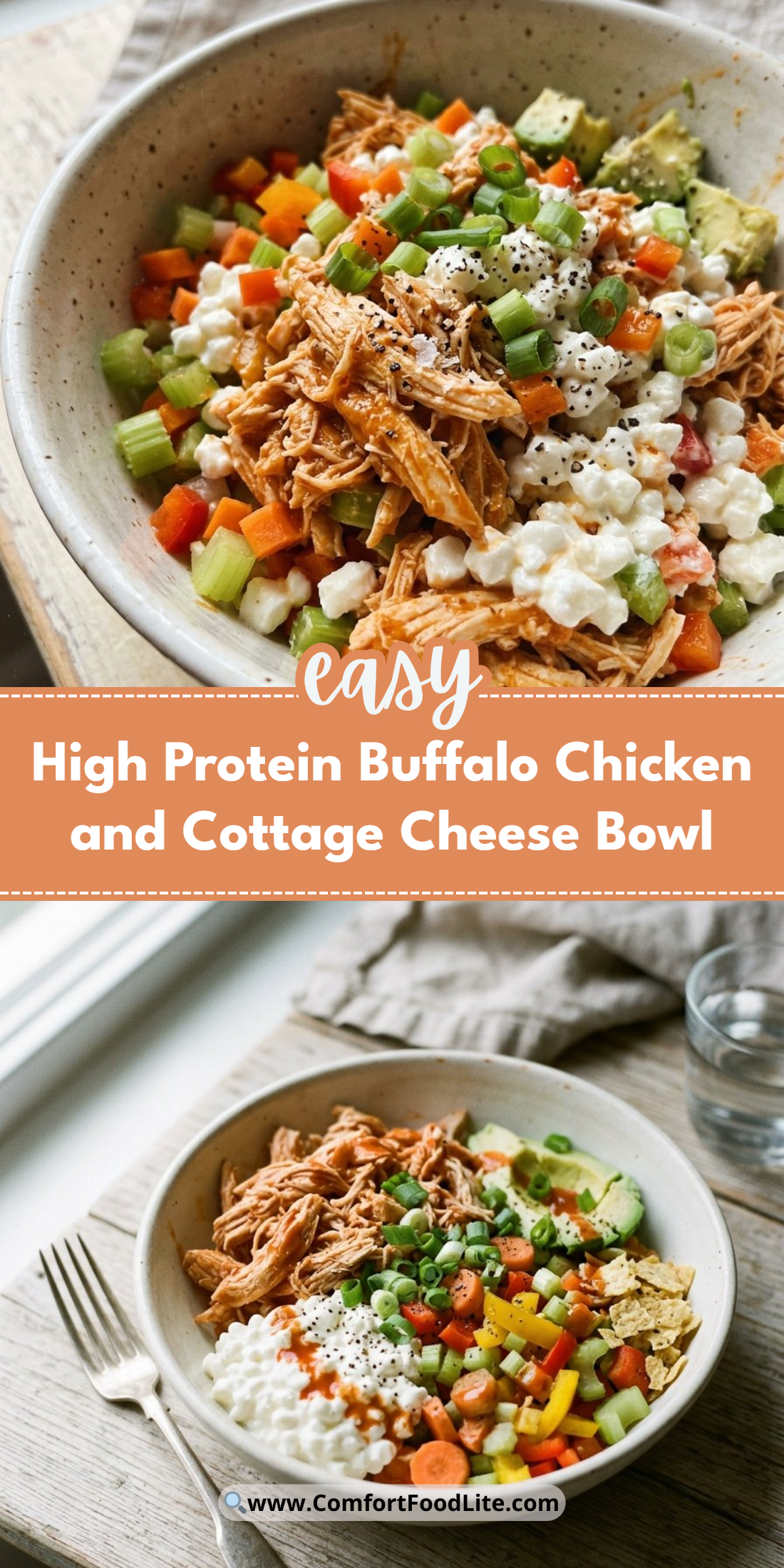 High Protein Buffalo Chicken and Cottage Cheese Bowl