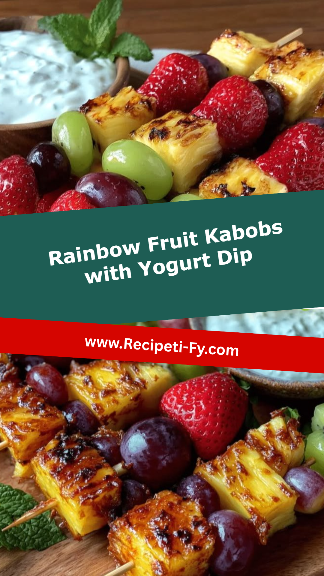 Rainbow Fruit Kabobs with Yogurt Dip