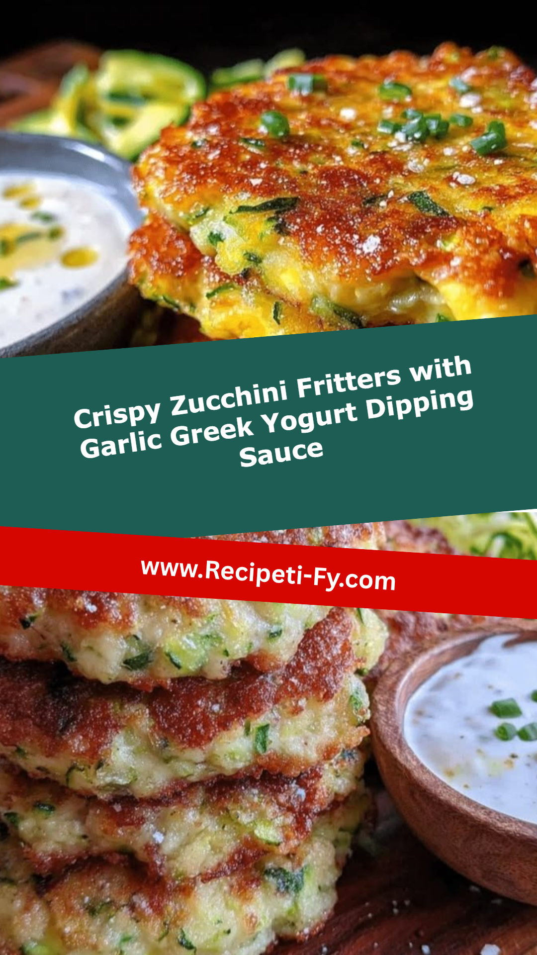 Crispy Zucchini Fritters with Garlic Greek Yogurt Dipping Sauce