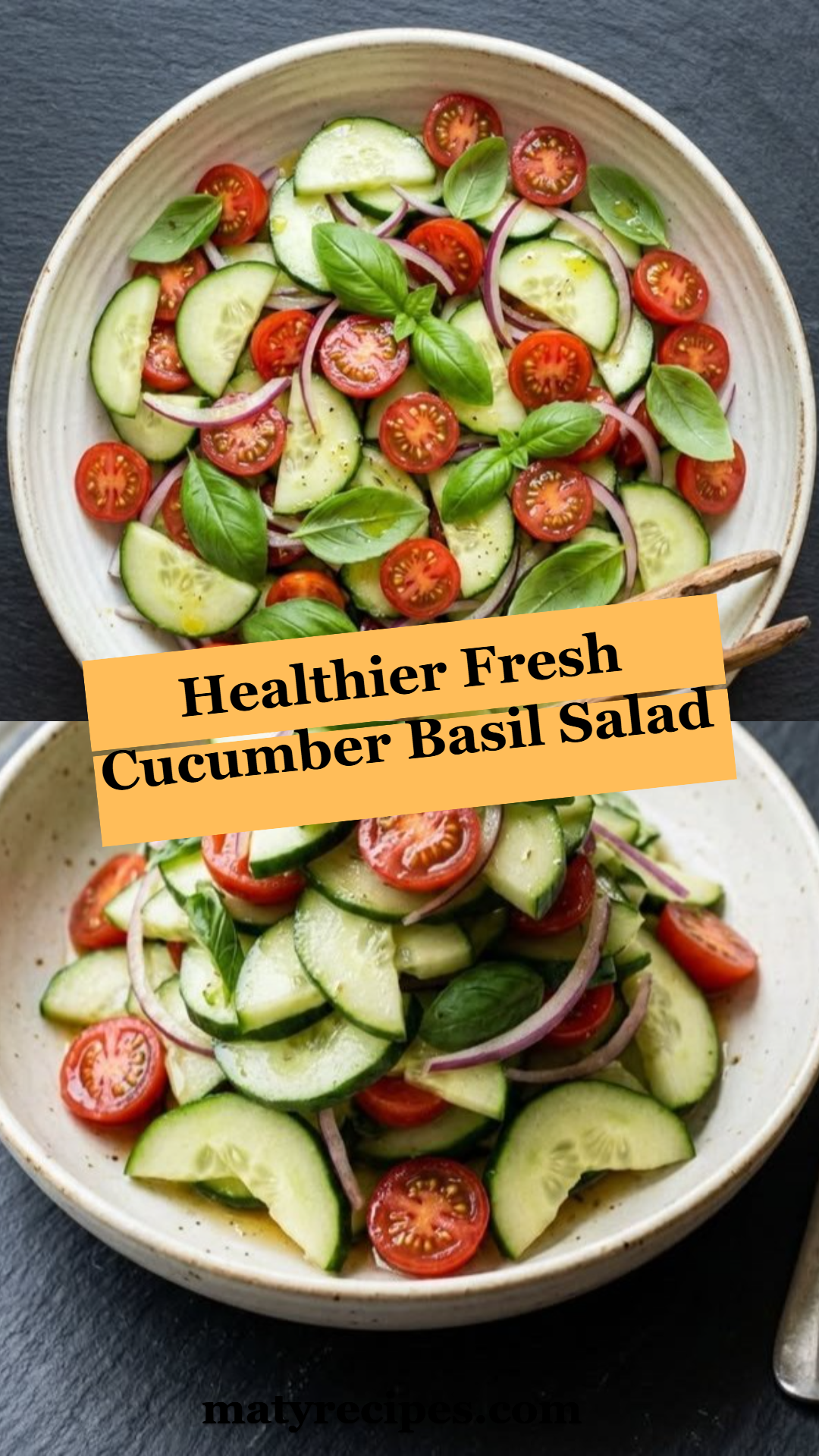 Healthier Fresh Cucumber Basil Salad