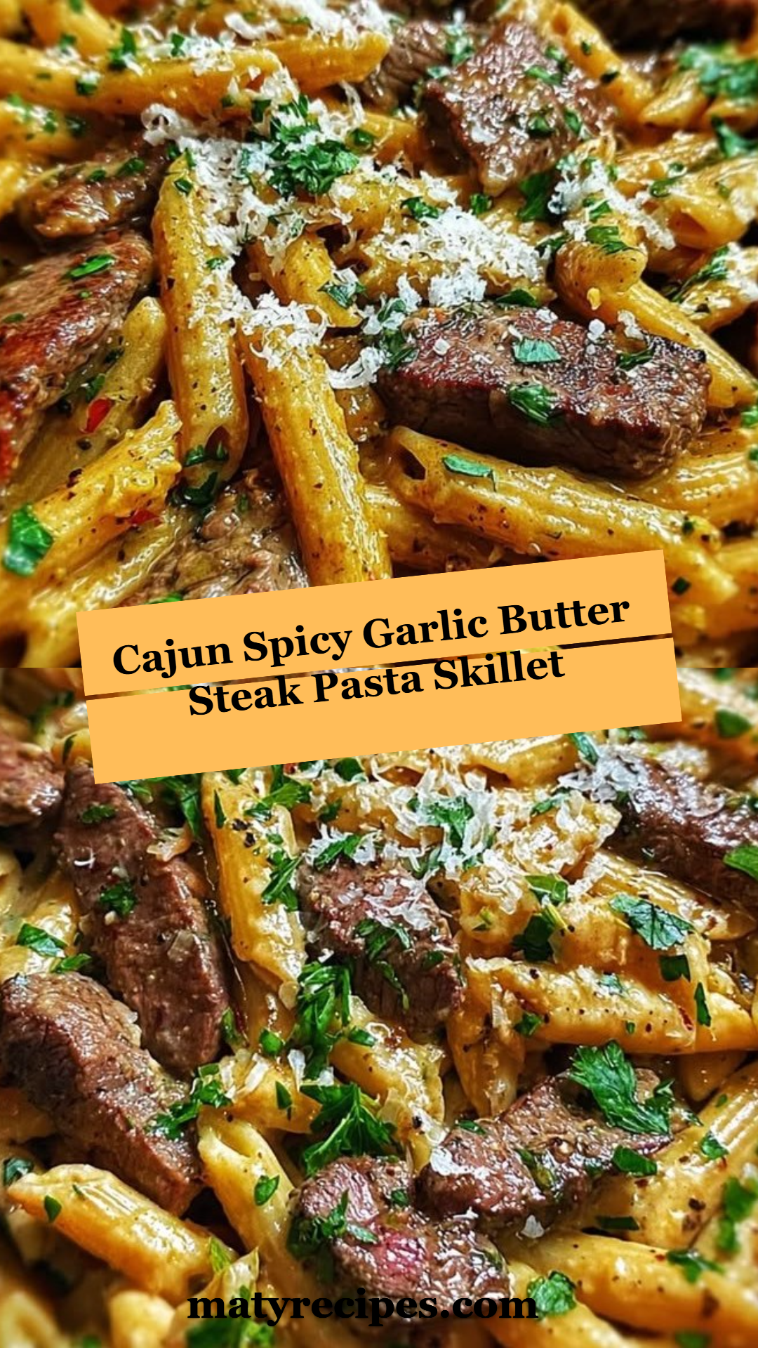 Cajun Spicy Garlic Butter Steak Pasta Skillet