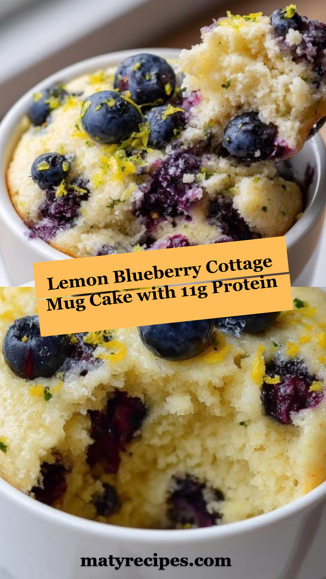 Lemon Blueberry Cottage Mug Cake with 11g Protein