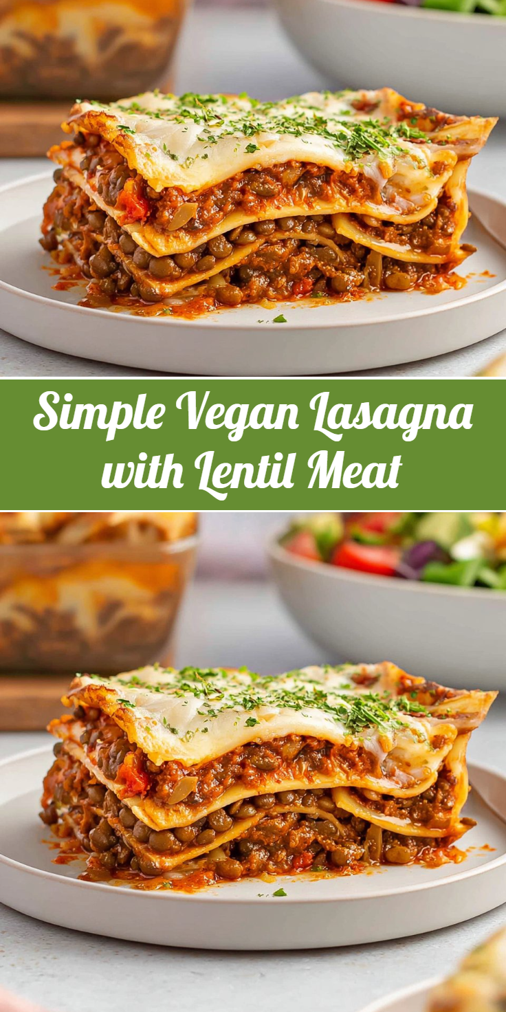 Simple Vegan Lasagna with Lentil Meat