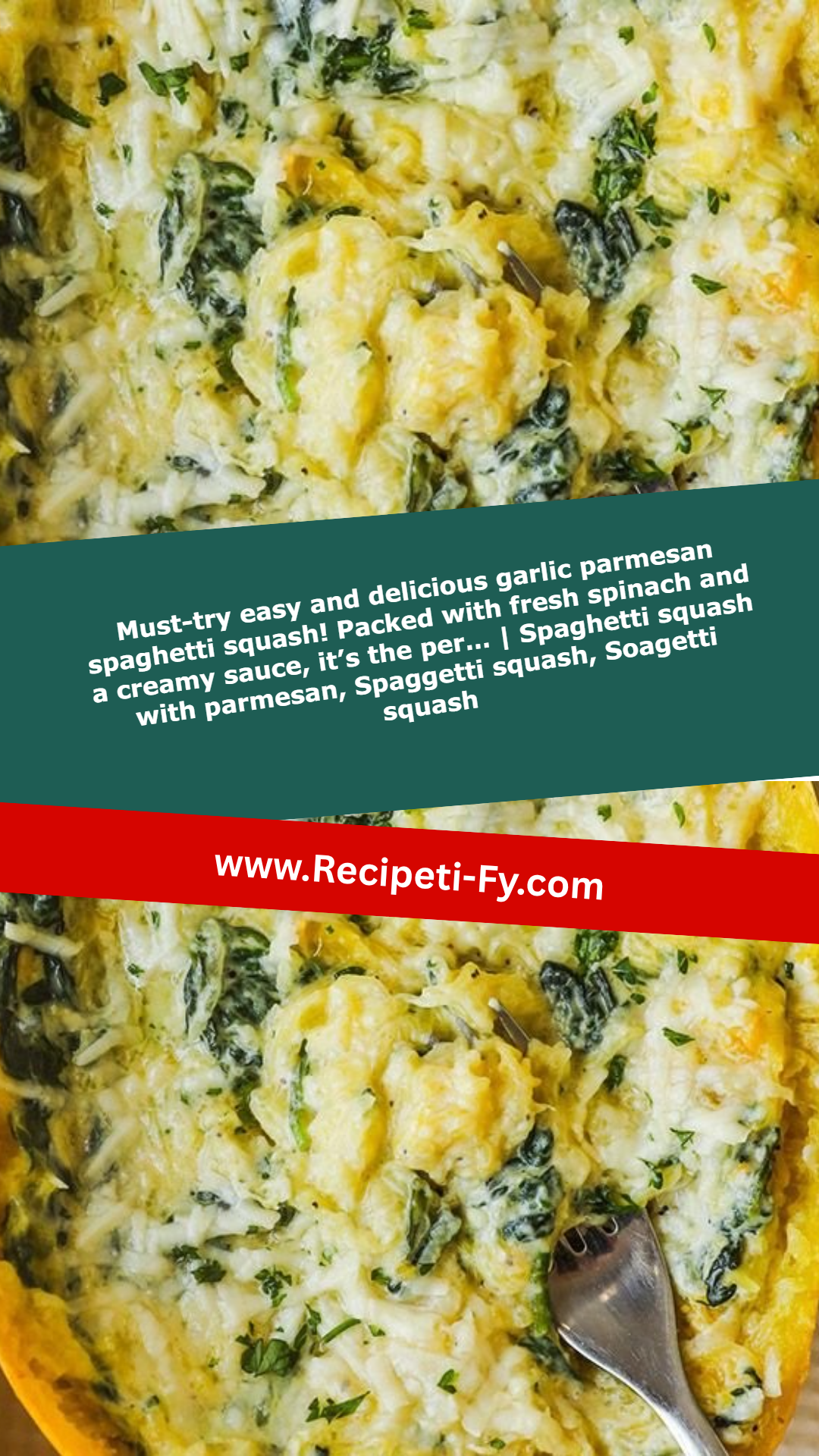 Must-try easy and delicious garlic parmesan spaghetti squash! Packed with fresh spinach and a creamy sauce, it’s the per… | Spaghetti squash with parmesan, Spaggetti squash, Soagetti squash