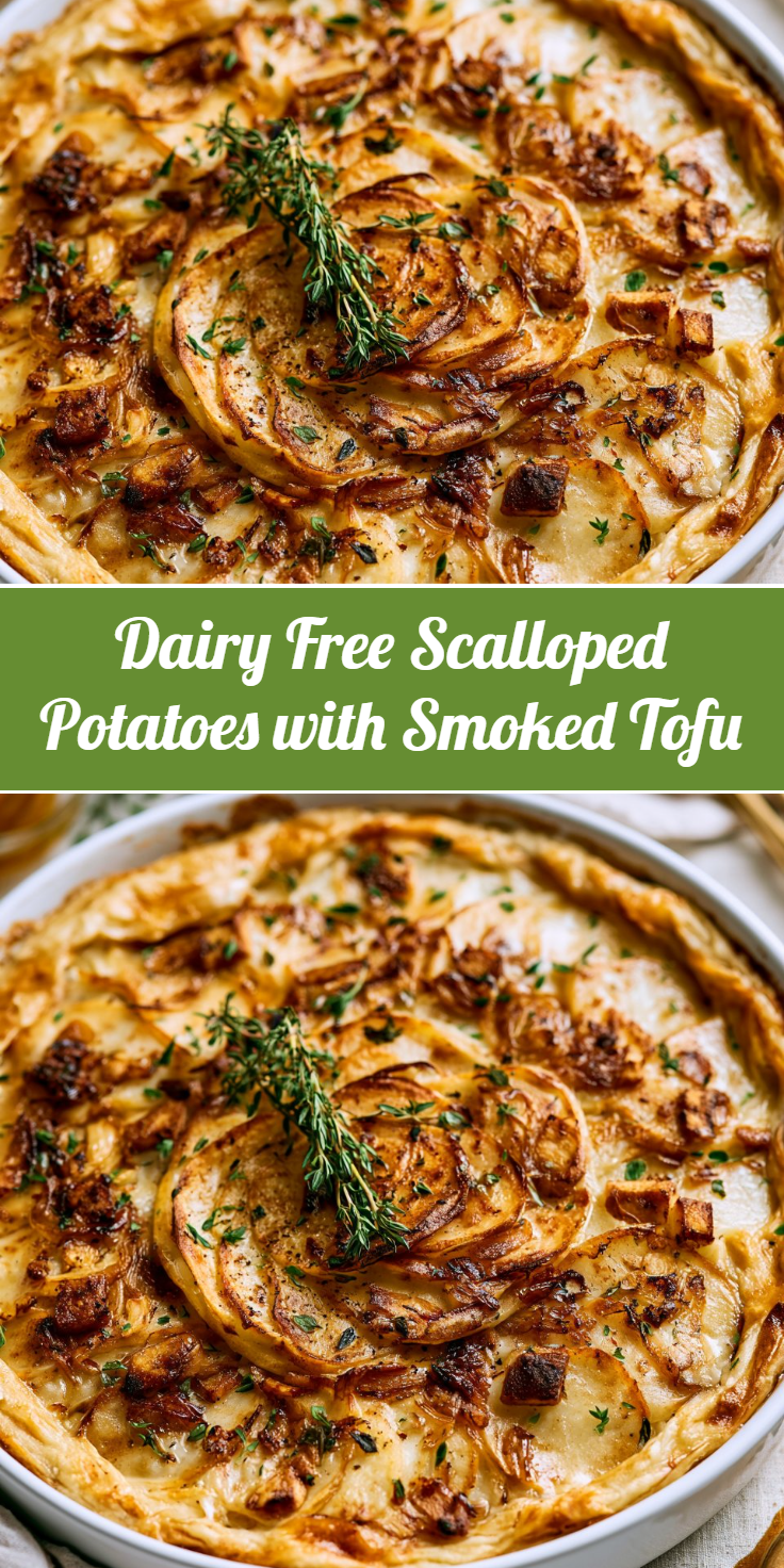 Dairy Free Scalloped Potatoes with Smoked Tofu