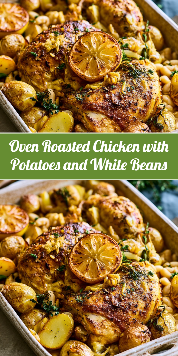 Oven Roasted Chicken with Potatoes and White Beans