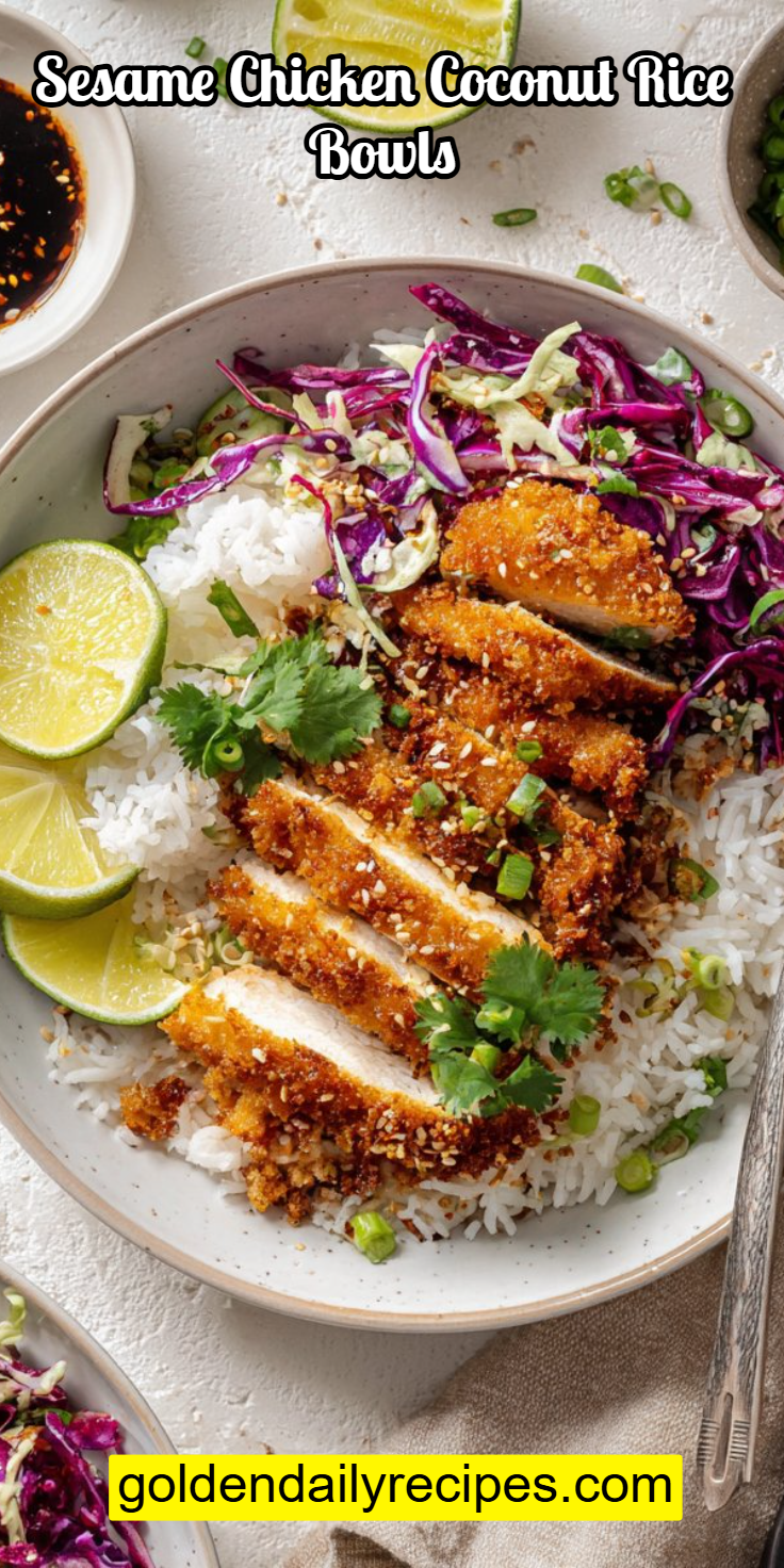 Sesame Chicken Coconut Rice Bowls