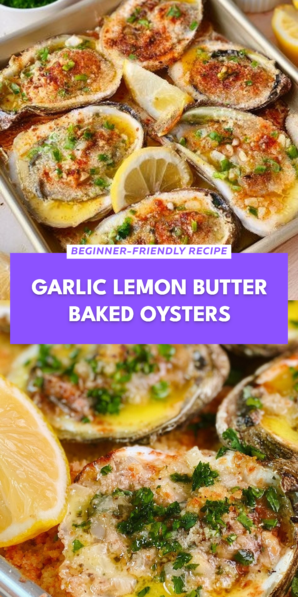 Garlic Lemon Butter Baked Oysters