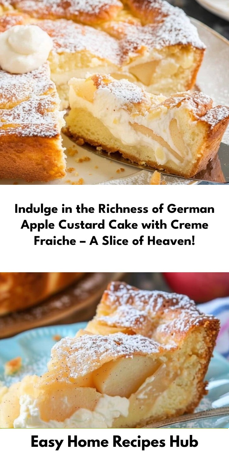 German Apple Custard Cake Featuring Creme Fraiche
