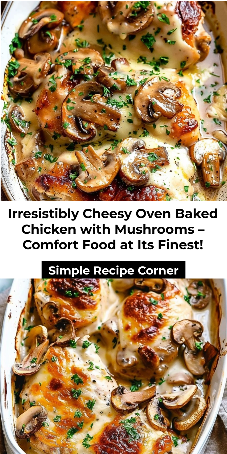Cheesy Mushroom Oven-Baked Chicken