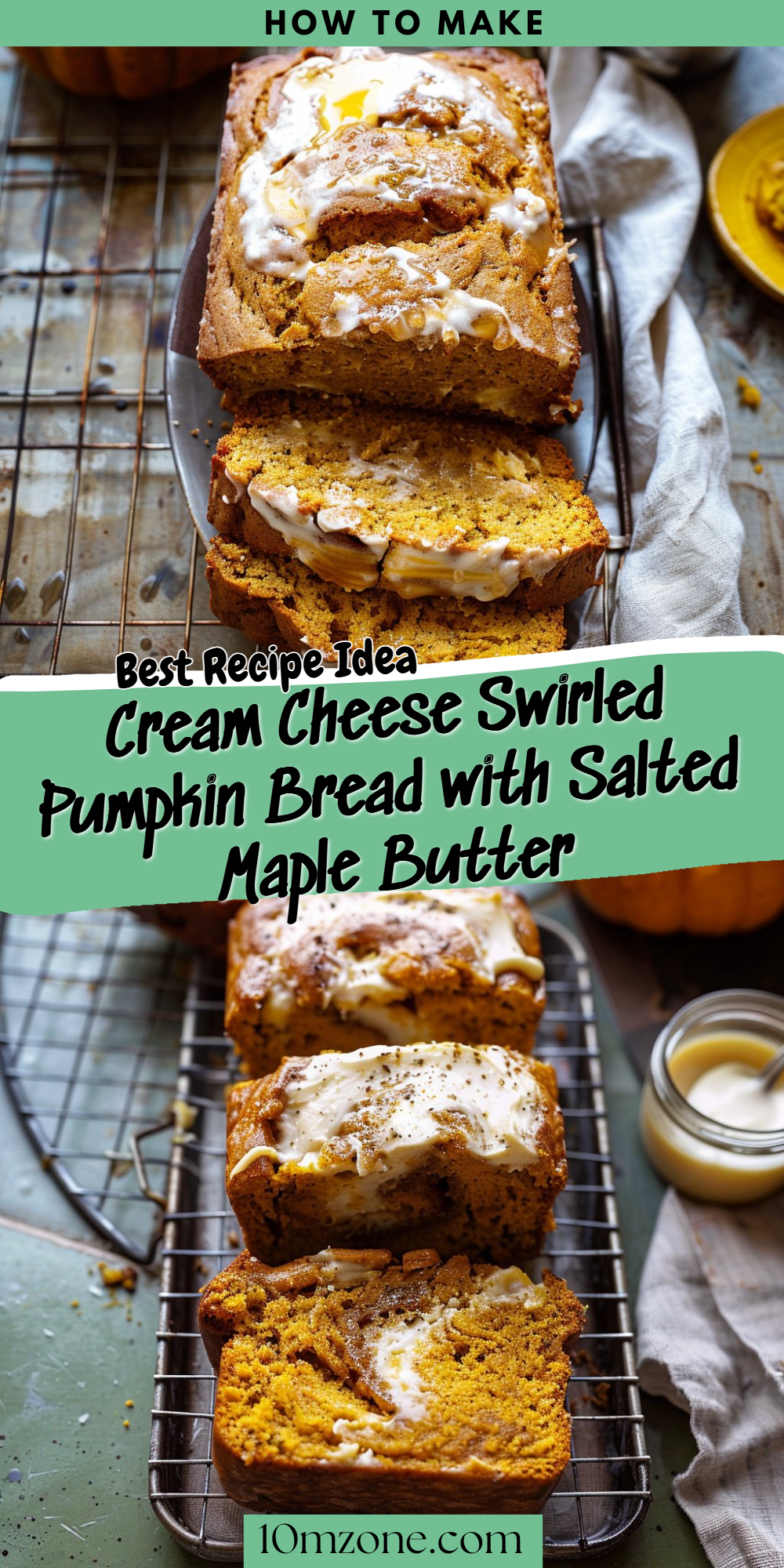 Cream Cheese Swirled Pumpkin Bread with Salted Maple Butter