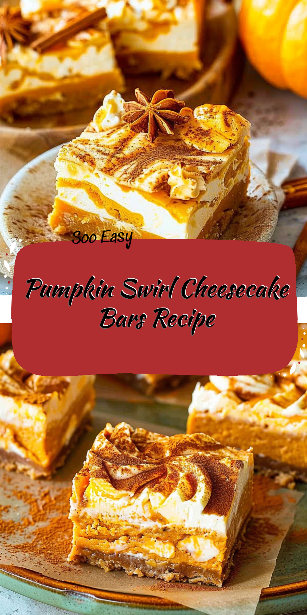 Pumpkin Swirl Cheesecake Bars Recipe