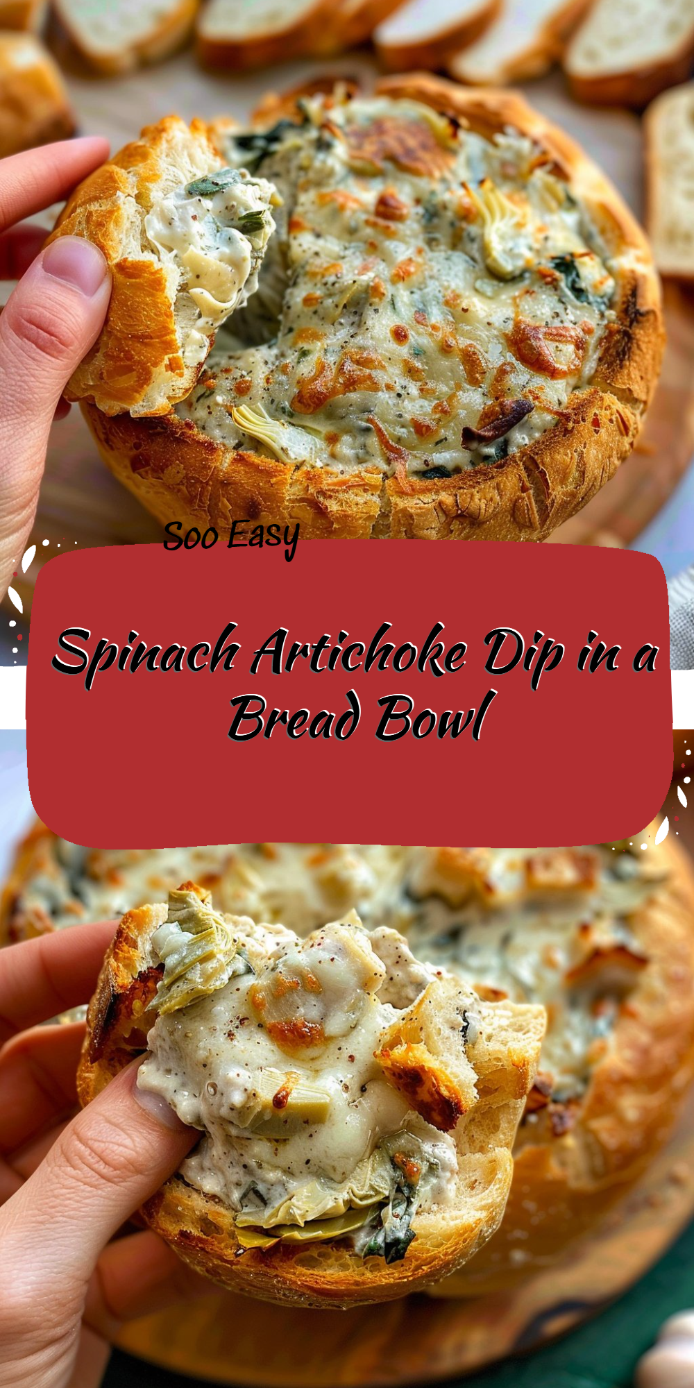 Spinach Artichoke Dip in a Bread Bowl