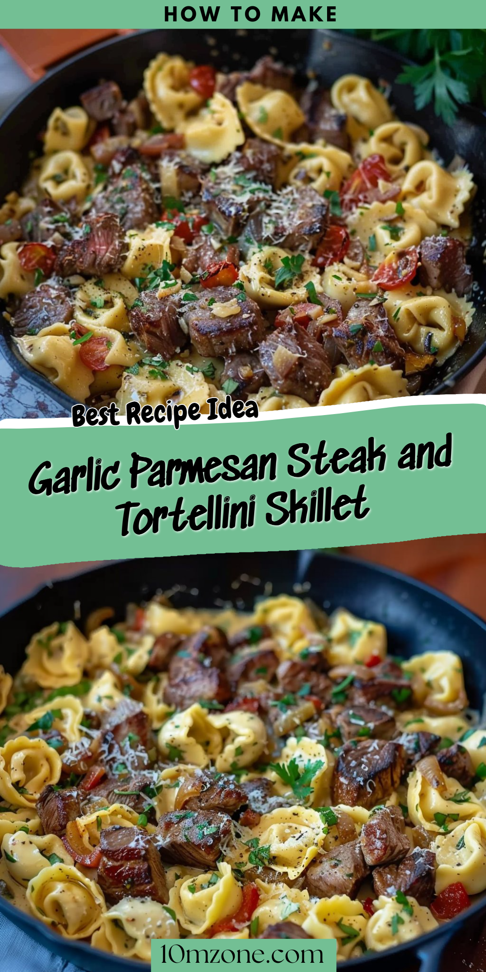 Garlic Parmesan Steak and Tortellini Skillet
