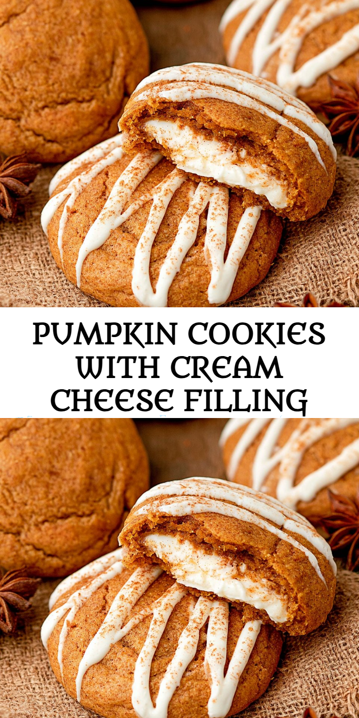 Pumpkin Cookies with Cream Cheese Filling