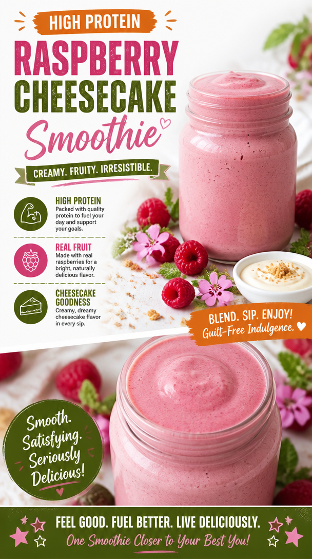 High Protein Raspberry Cheesecake Smoothie