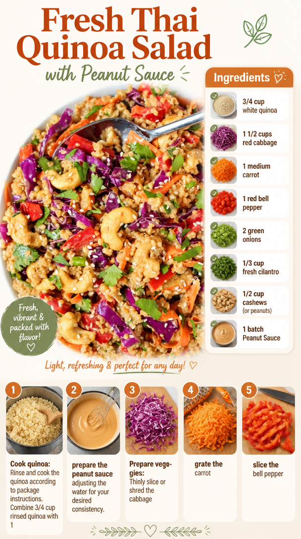 Fresh Thai Quinoa Salad with Peanut Sauce