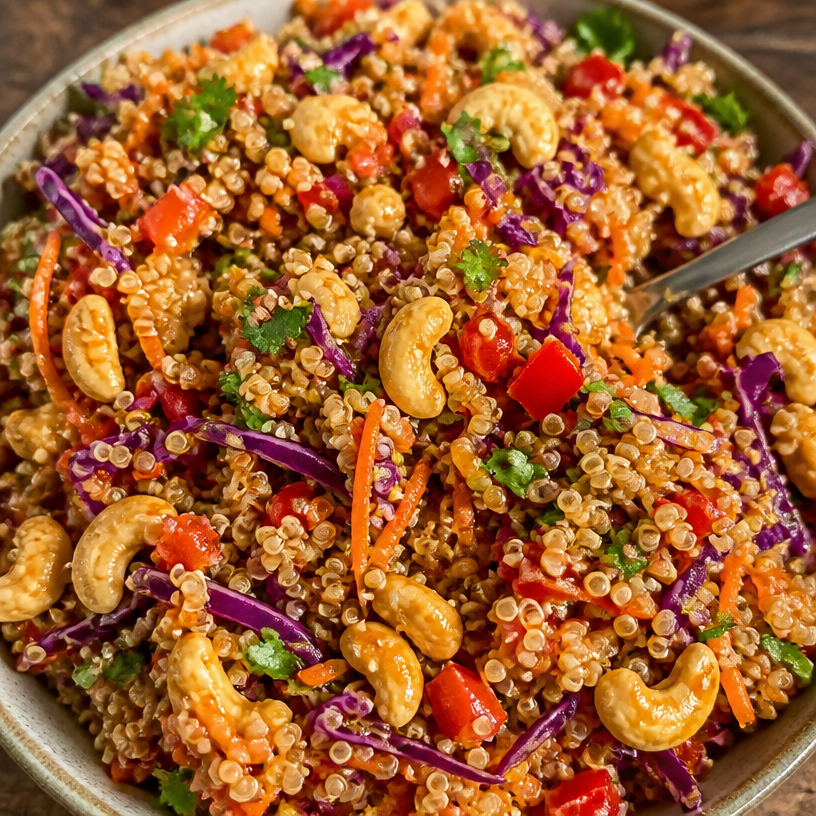 Fresh Thai Quinoa Salad with Peanut Sauce