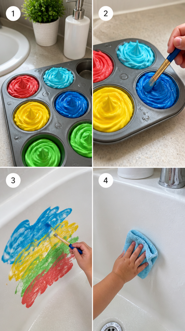 Pintura de baño con crema de afeitar