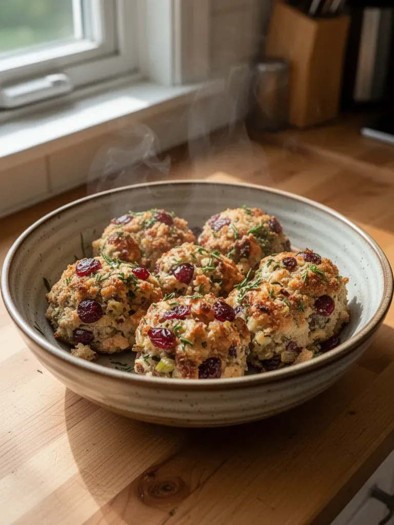Festive Cranberry Turkey Stuffing Balls