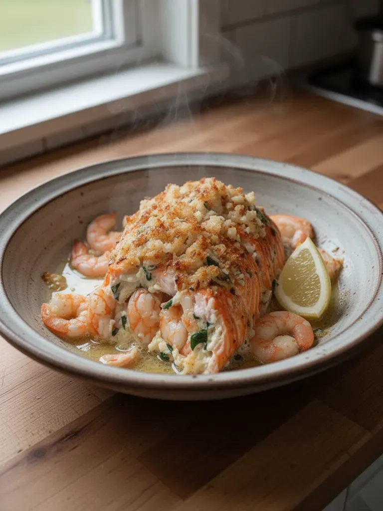 Crab and Shrimp Stuffed Salmon