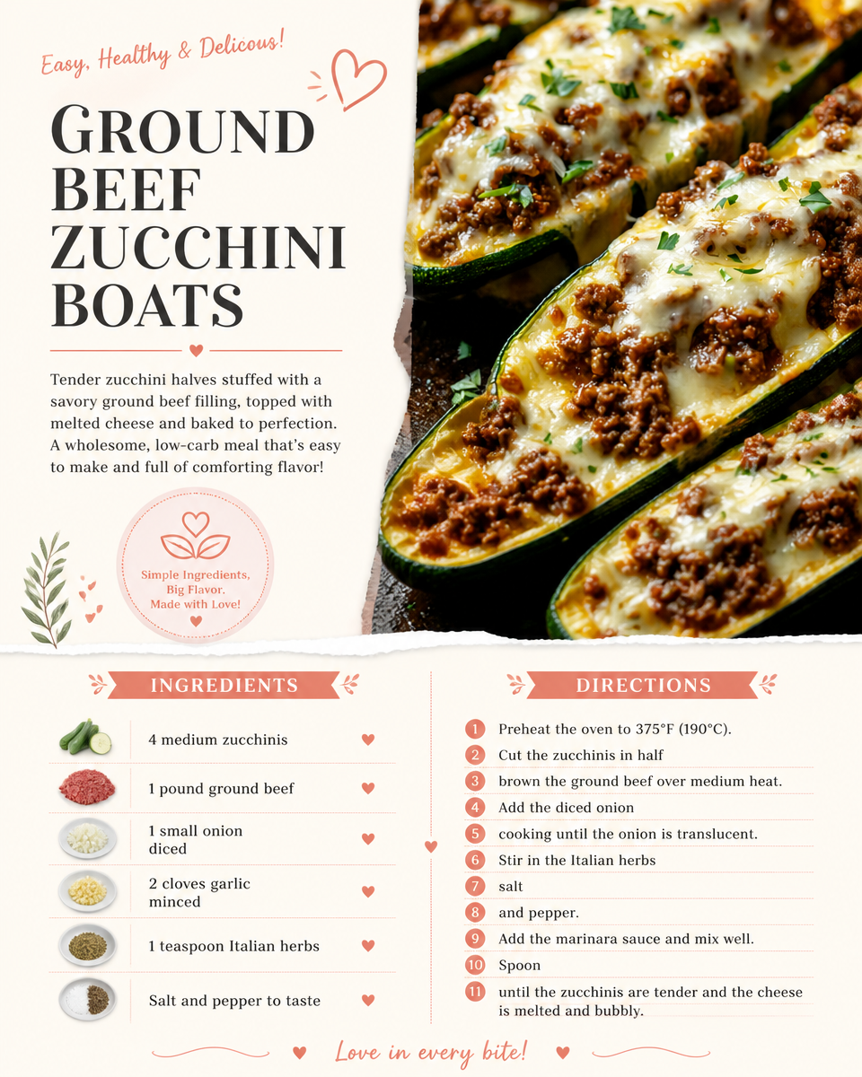 Ground Beef Zucchini Boats