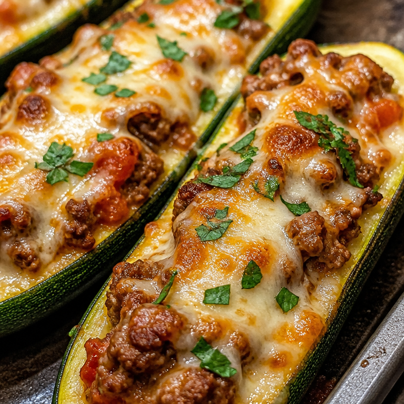 Ground Beef Zucchini Boats