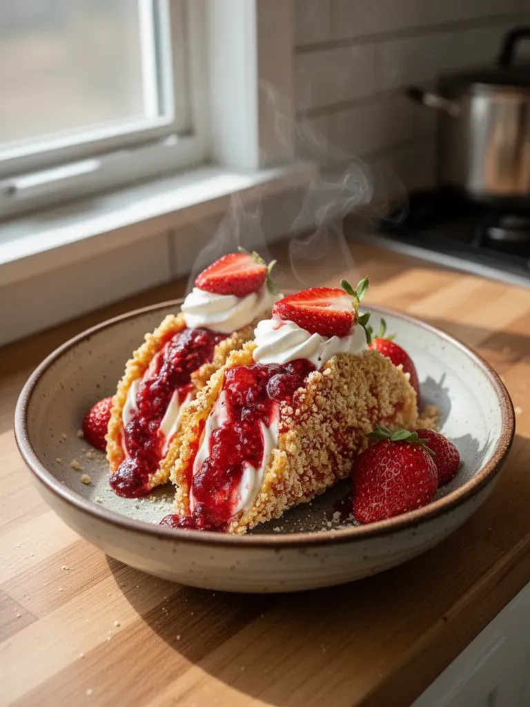 Strawberry Crunch Cheesecake Tacos