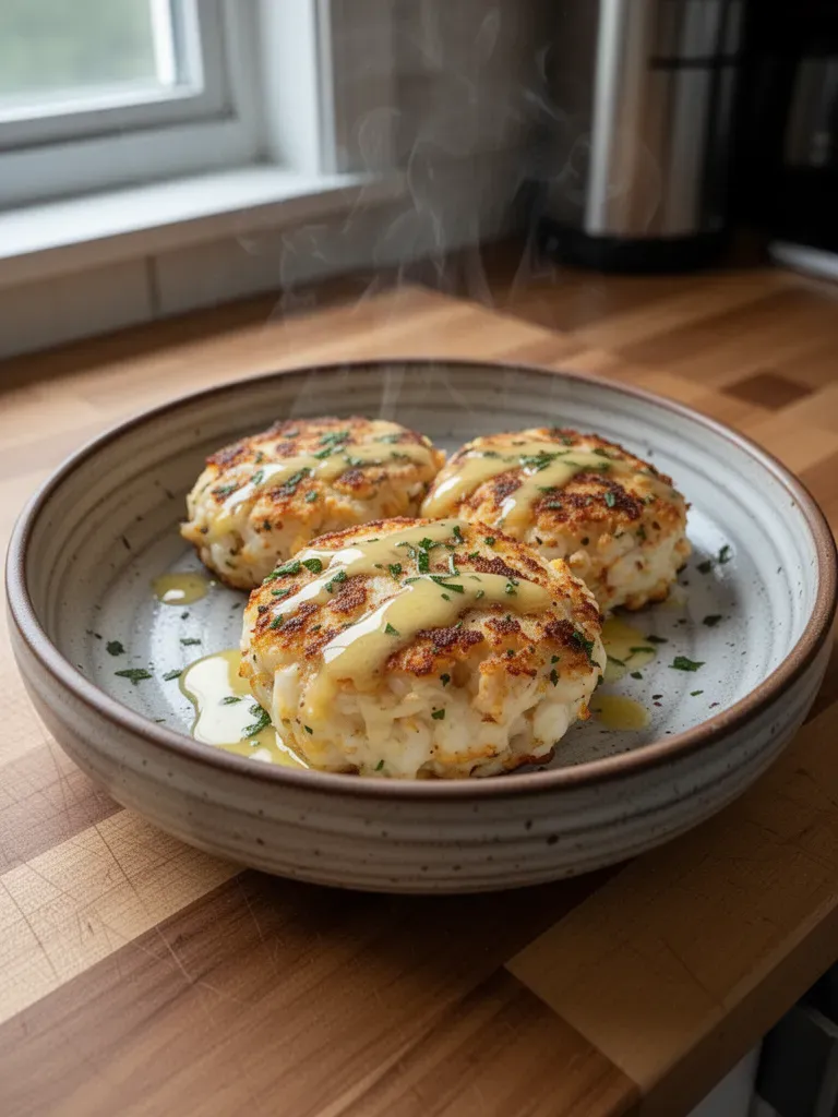 Cheddar Bay Crab Cakes with Lemon Butter Drizzle