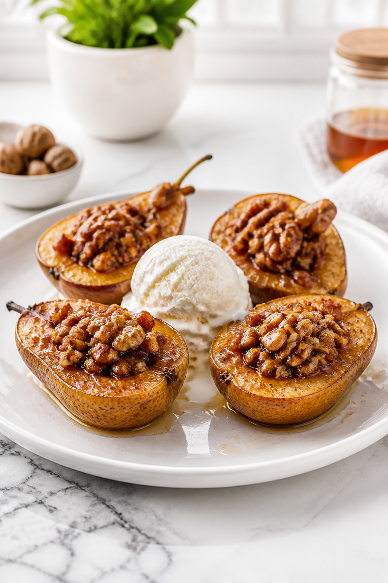 Baked Cinnamon Pear And Walnut Healthy Dessert Recipe Baked Cinnamon Pear And Walnut Healthy Dessert Recipe