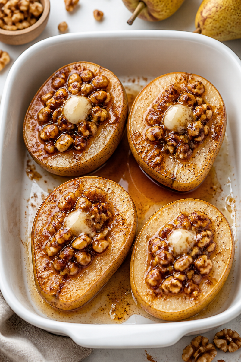 Baked Cinnamon Pear And Walnut Healthy Dessert Recipe Baked Cinnamon Pear And Walnut Healthy Dessert Recipe
