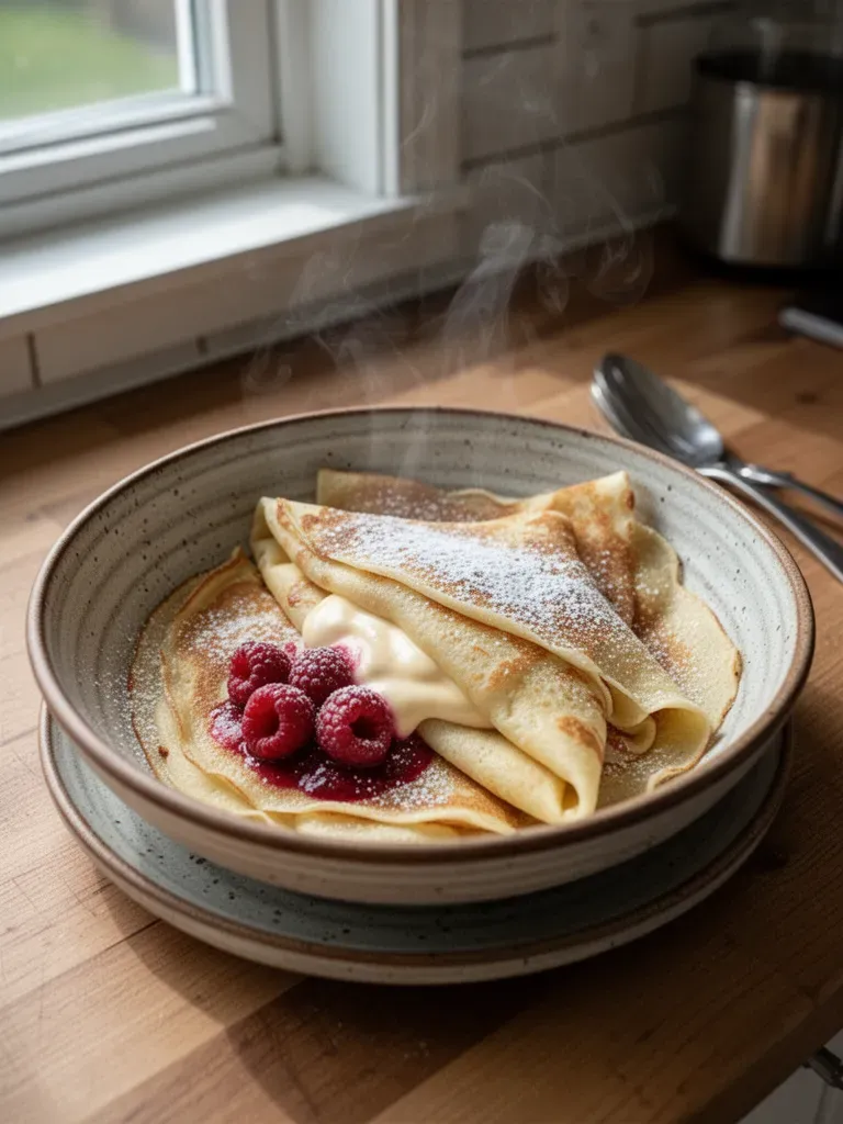 Easy Raspberry Vanilla Cream Crepes