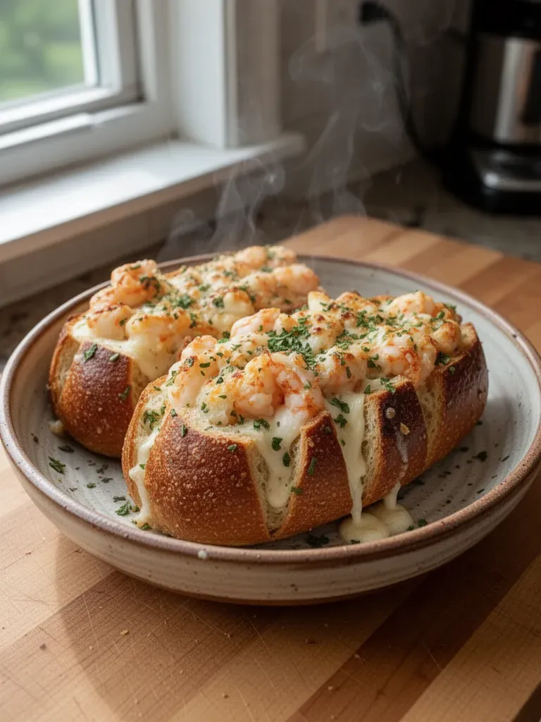 Crabby Shrimp-Stuffed Garlic Bread Bombs