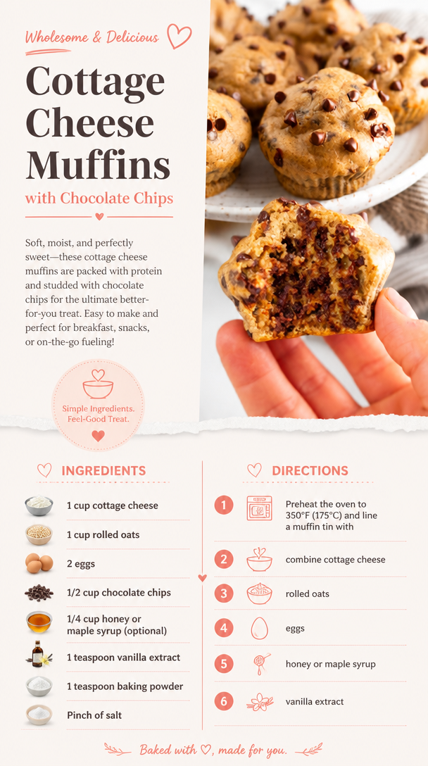 Cottage Cheese Muffins with Chocolate Chips