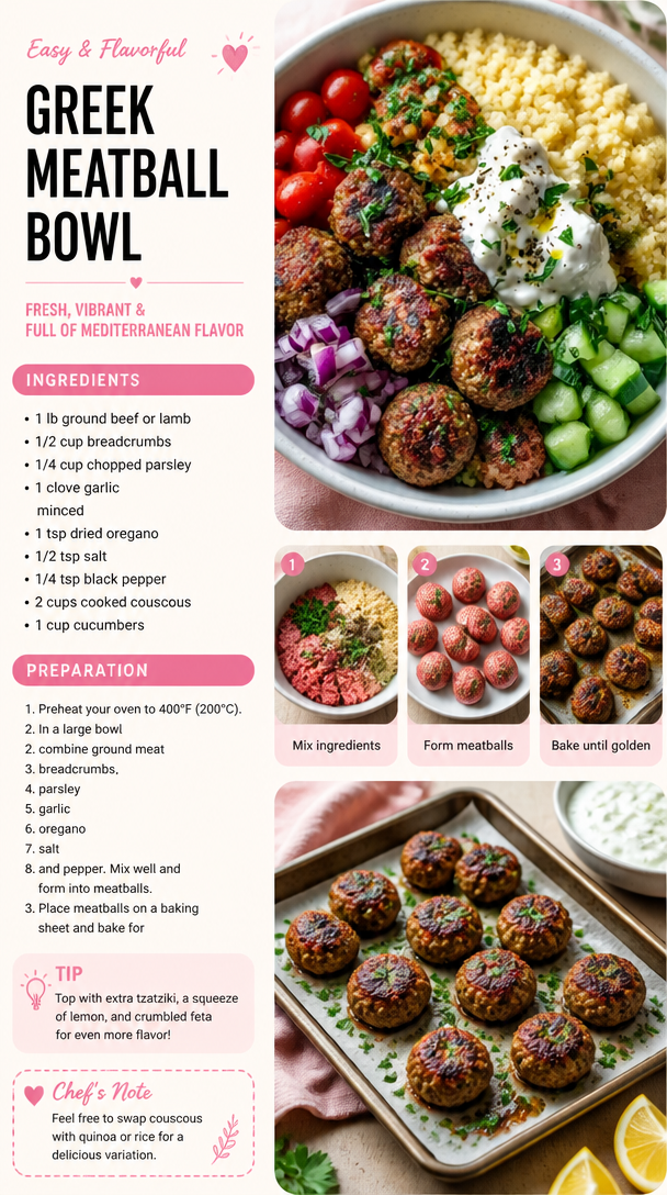 Greek Meatball Bowl