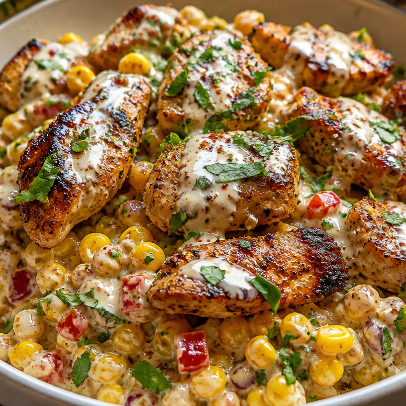 Creamy High Protein Chicken Street Corn Salad