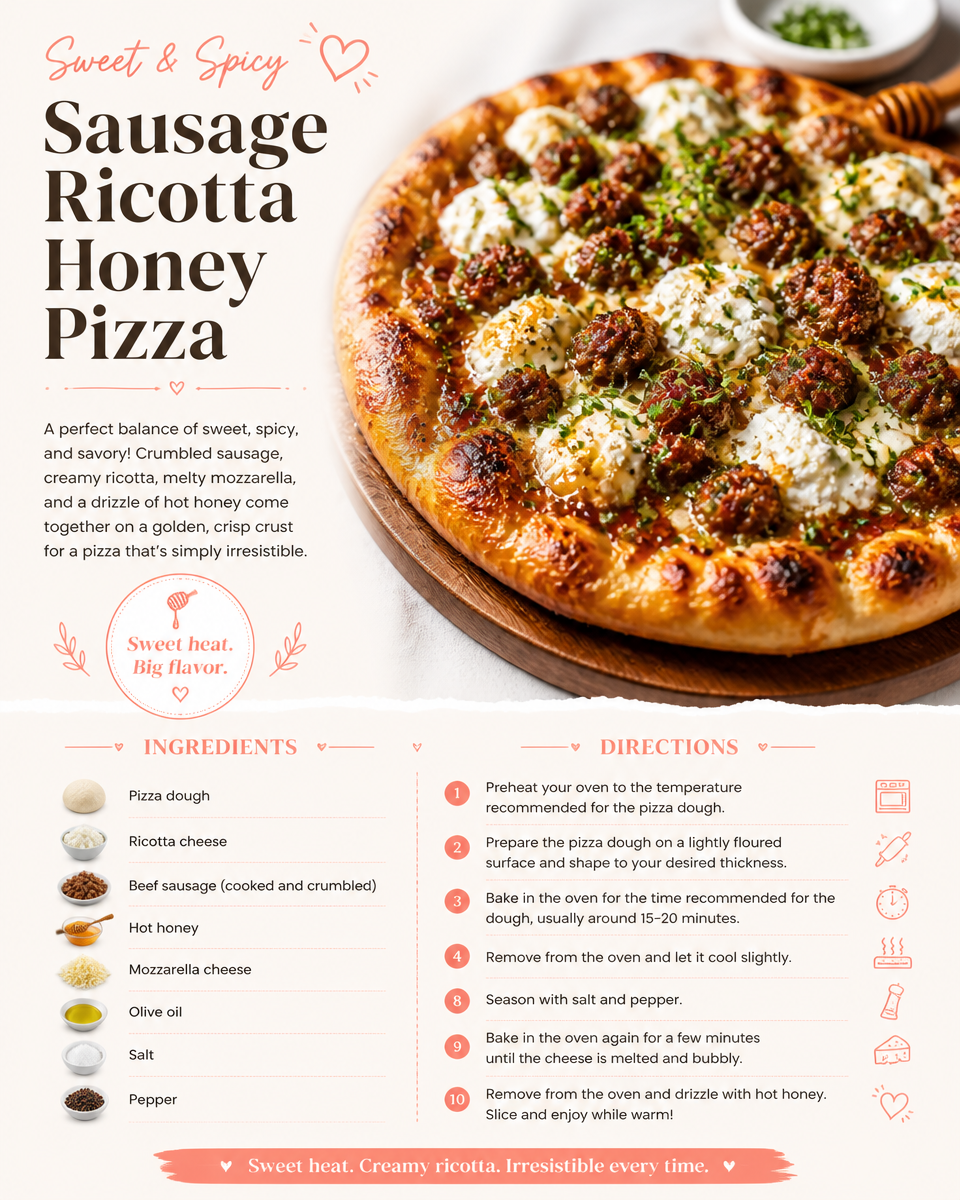 Sweet & Spicy Sausage Ricotta Honey Pizza