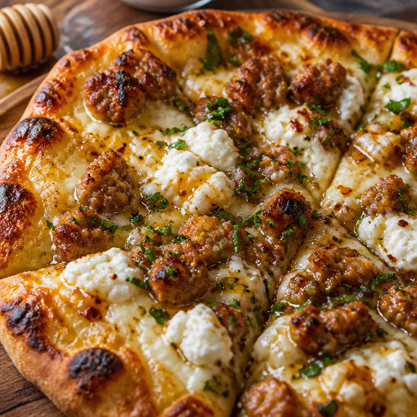 Sweet & Spicy Sausage Ricotta Honey Pizza