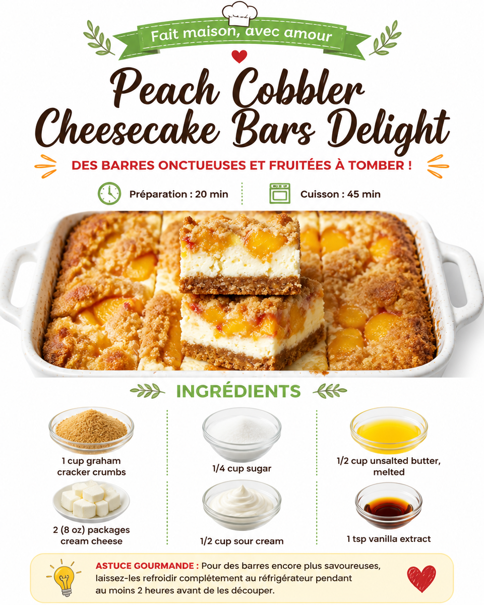 Peach Cobbler Cheesecake Bars Delight