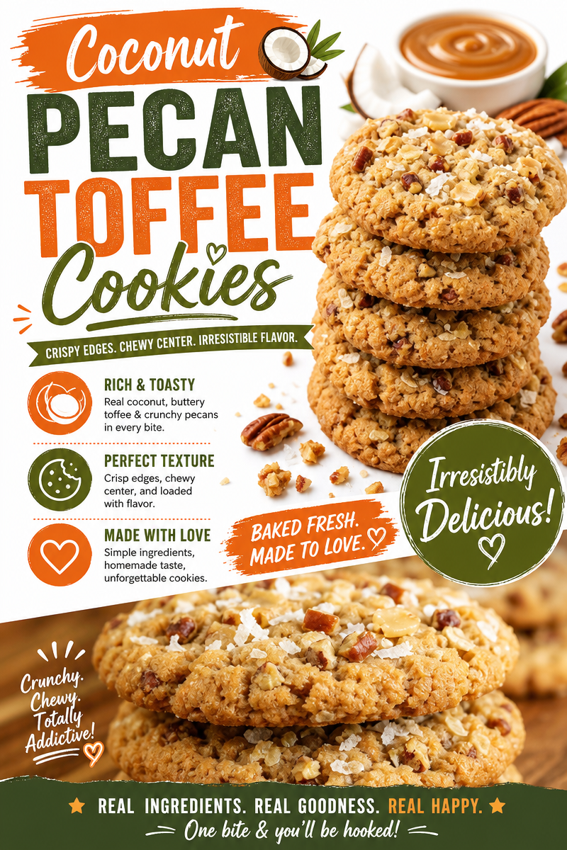Coconut Pecan Toffee Cookies Recipe