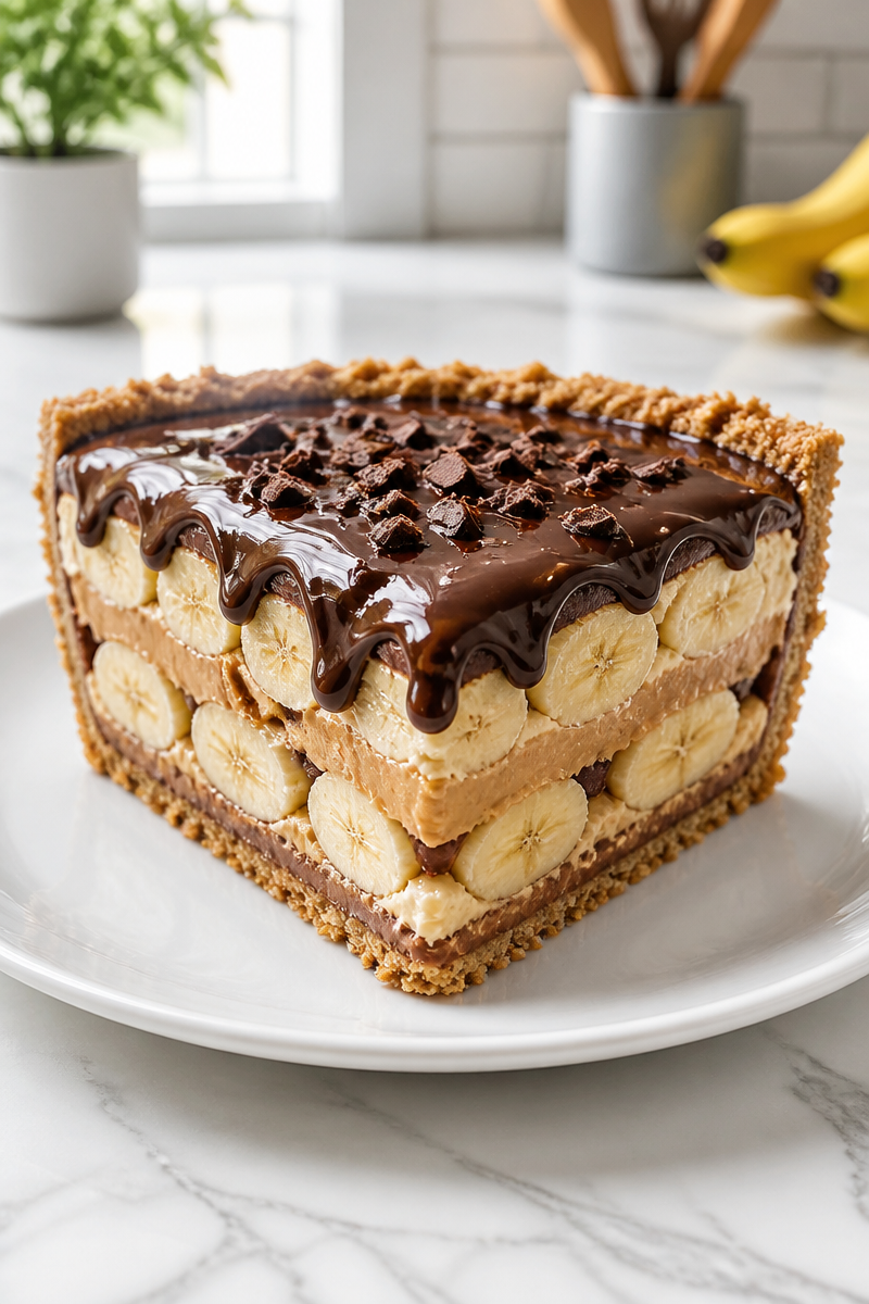 Creamy Banana And Chocolate Peanut Butter Pie
