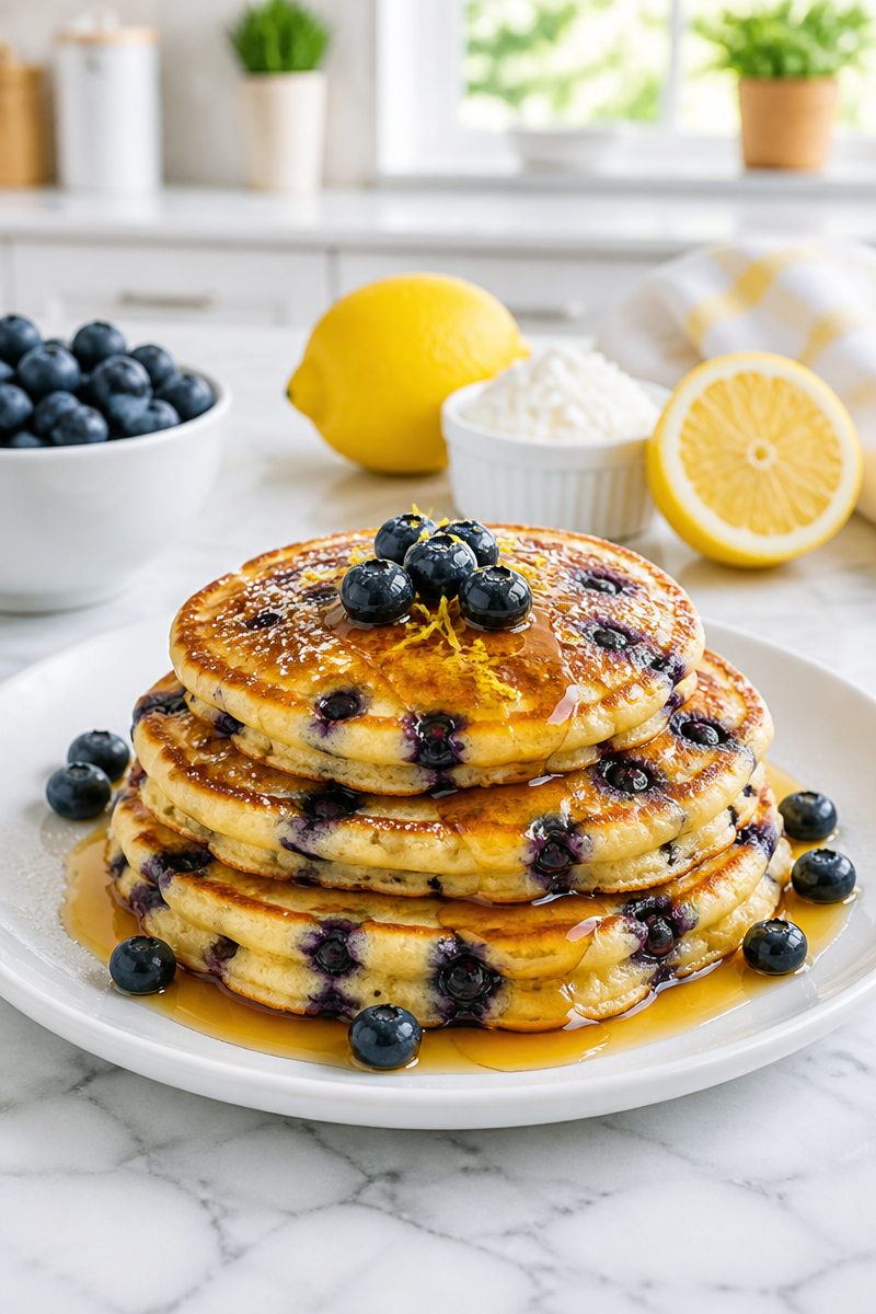 Blueberry And Lemon Zest Cottage Cheese Pancake Blueberry And Lemon Zest Cottage Cheese Pancake