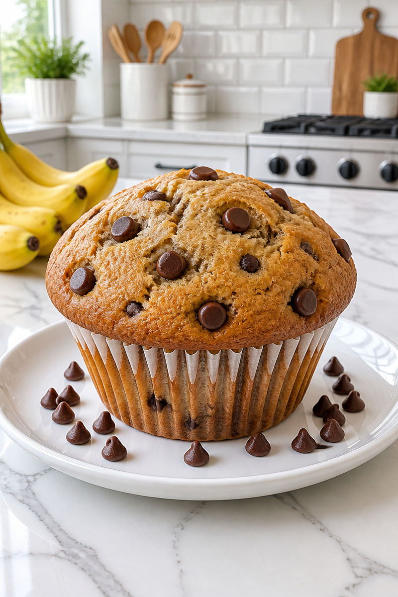 Bakery Style Jumbo Banana Chocolate Chip Muffin