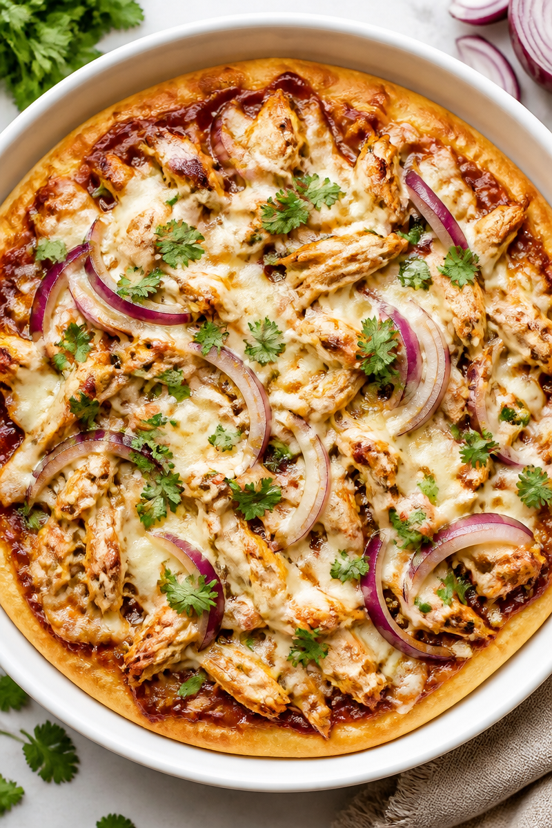 Barbecue Chicken And Red Onion Skillet Pizza