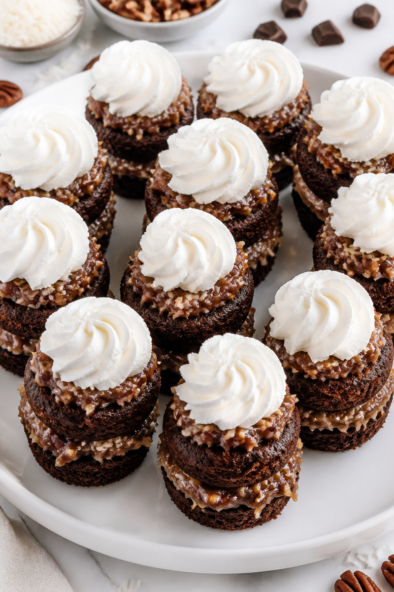 Mini Layered Cupcake German Chocolate Cake Mini Layered Cupcake German Chocolate Cake
