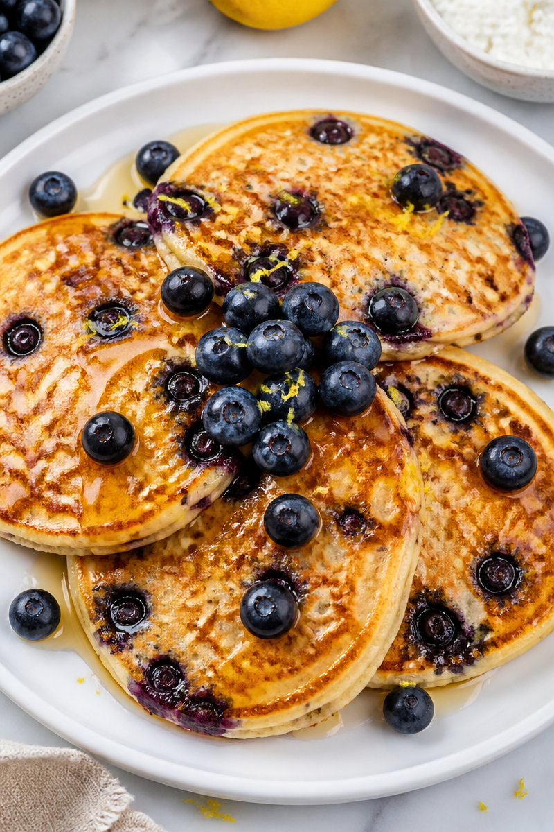 Blueberry And Lemon Zest Cottage Cheese Pancake Blueberry And Lemon Zest Cottage Cheese Pancake