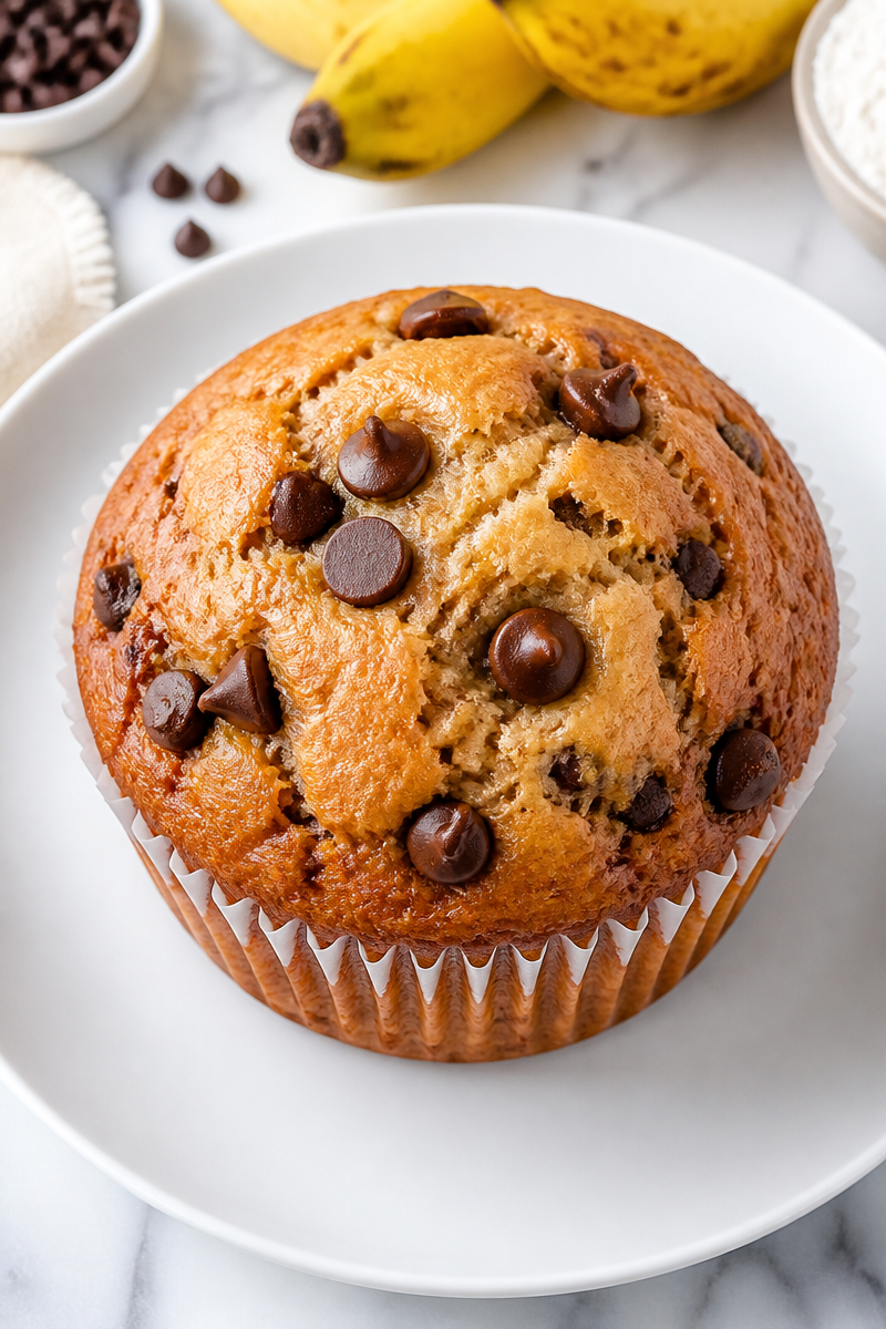 Bakery Style Jumbo Banana Chocolate Chip Muffin