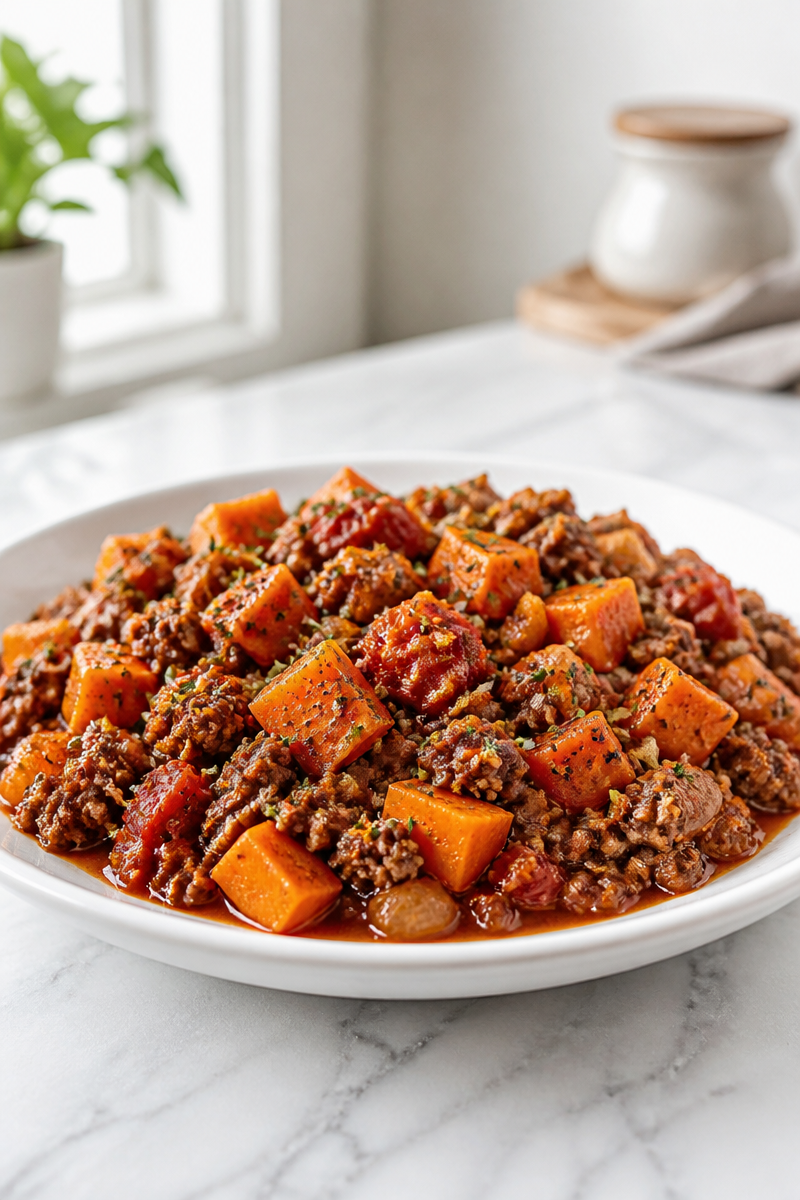 Hearty Ground Beef And Sweet Potato Crock Pot Meal