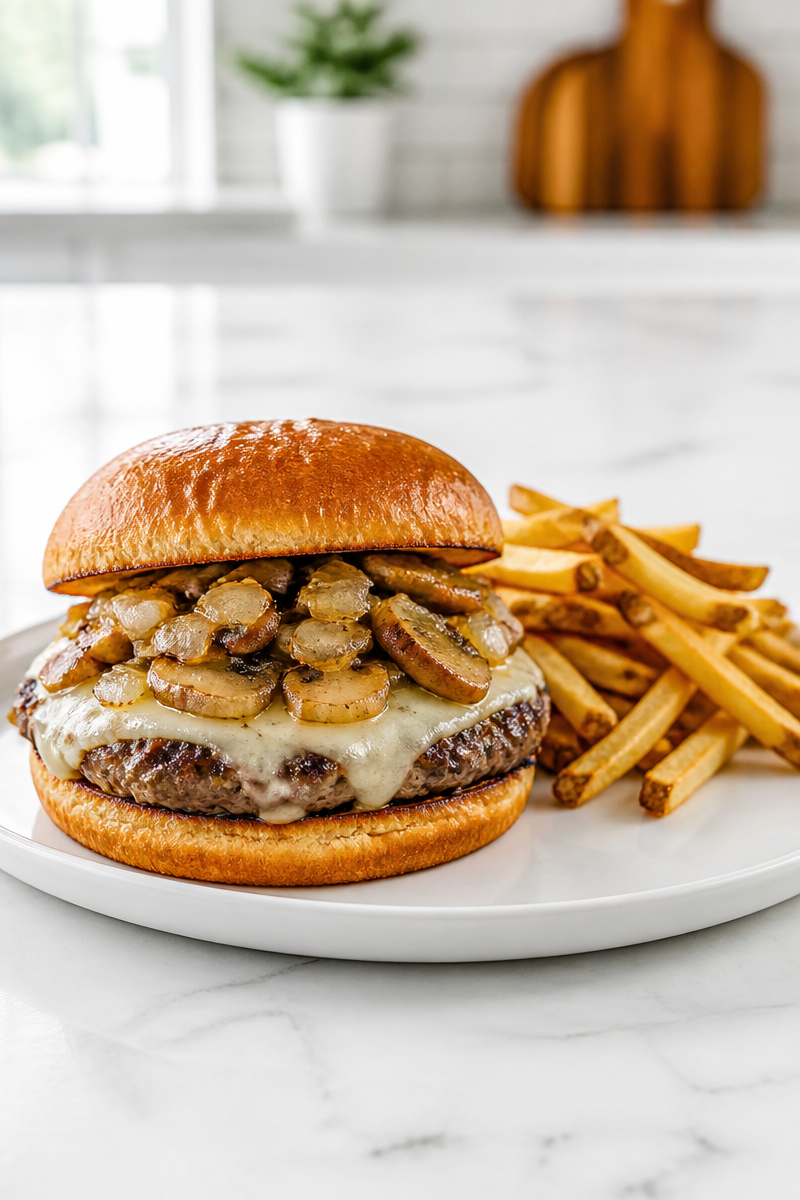 Cheesy Mushroom And Swiss Smash Burger Recipe