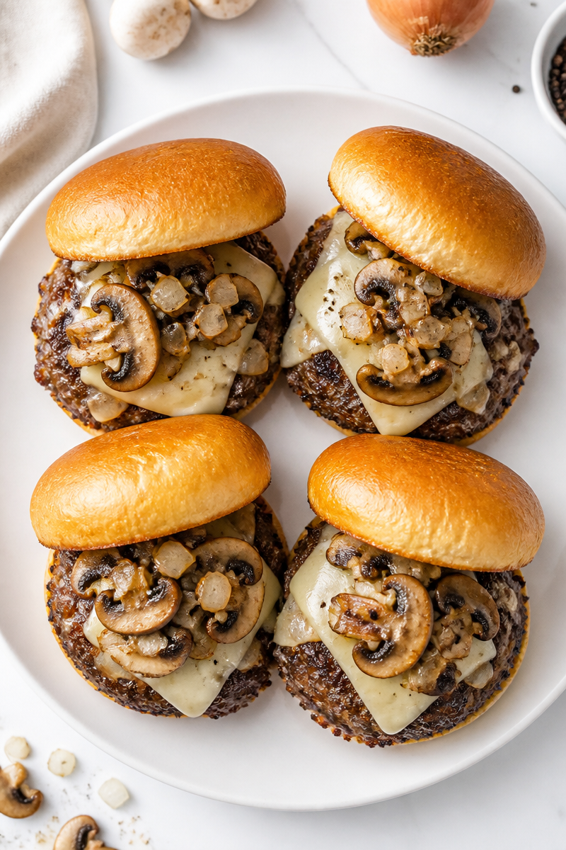 Cheesy Mushroom And Swiss Smash Burger Recipe